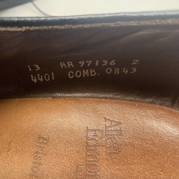 Allen Edmonds Bristol Plain Toe Blucher Leather Sole Black 13 AA Narrow - Picture 9 of 12